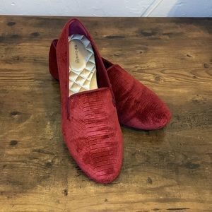 Birdies Loafer Slippers Starling Red Velvet size 9.5
